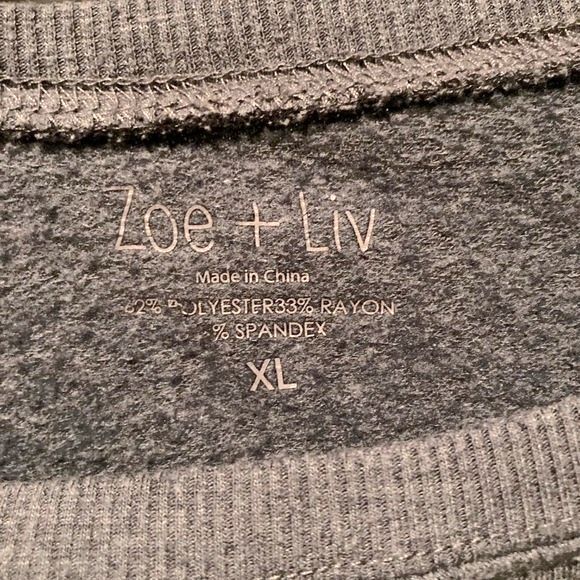 Zoe+ Liv ELEPHANT Gray Blue Sweatshirt Pullover Lightweight Fleece XL - Picture 9 of 10